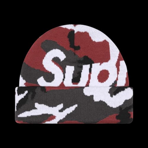 Supreme Camo Big Logo Beanie 'Red Camo'