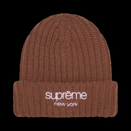 Supreme Chunky Rib Classic Logo Beanie 'Brown'