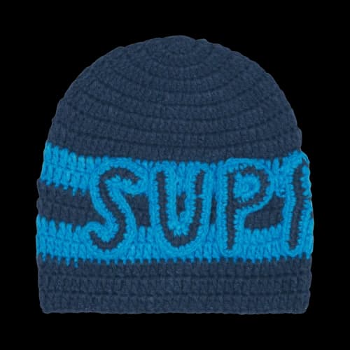Supreme Crochet Logo Beanie 'Navy'