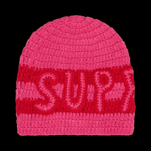 Supreme Crochet Logo Beanie 'Pink'