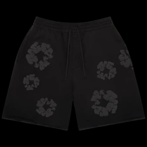 Denim Tears Faded Mono Cotton Wreath Sweatshorts 'Black'