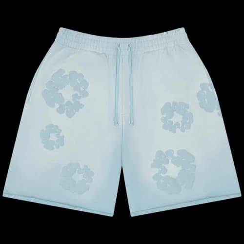 Denim Tears Faded Mono Cotton Wreath Sweatshorts 'Light Blue'