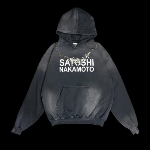 Satoshi Nakamoto Necklace Hoodie 'Washed Black'