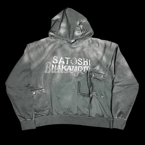 Satoshi Nakamoto Cargo Hoodie 'Washed Black'