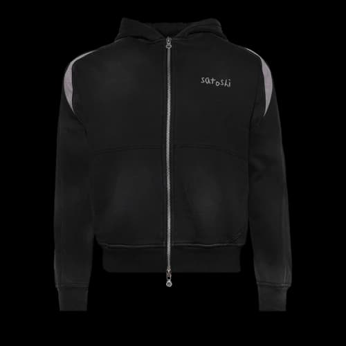 Satoshi Nakamoto Tech Zip Up Hoodie 'Washed Black'