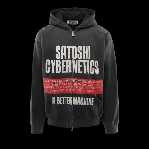Satoshi Nakamoto Cybernetics Zip Up Hoodie 'Washed Black'
