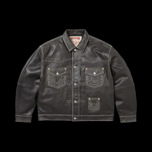 Supreme x True Religion Leather Trucker Jacket 'Black'