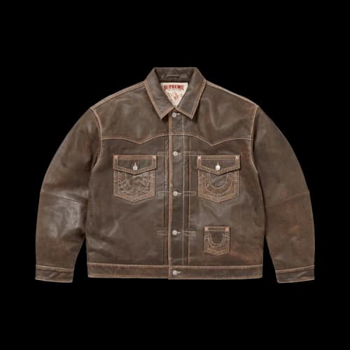 Supreme x True Religion Leather Trucker Jacket 'Brown'