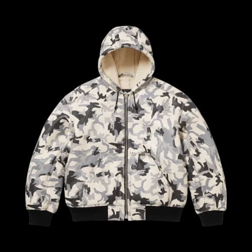Supreme x Schott Shearling Hooded Work Jacket 'Snow Camo'