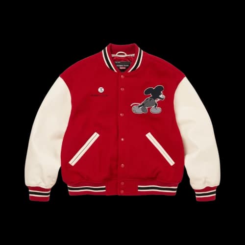 Supreme x Number (N)Ine x Mickey Mouse Varsity Jacket 'Red'