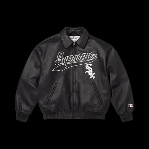 Supreme x Chicago White Sox Leather Varsity Jacket 'Black'