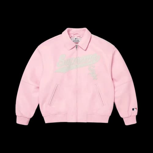 Supreme x Chicago White Sox Leather Varsity Jacket 'Pink'