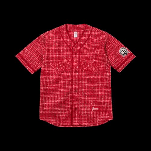 Supreme Bouclé Baseball Jersey 'Red'