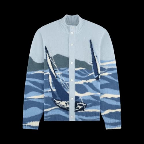 Aimé Leon Dore Intarsia Cardigan 'Seascape'