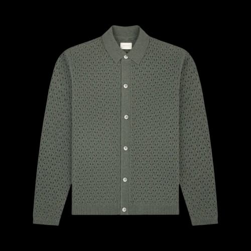 Aimé Leon Dore Knit Polo Cardigan 'Vetiver'