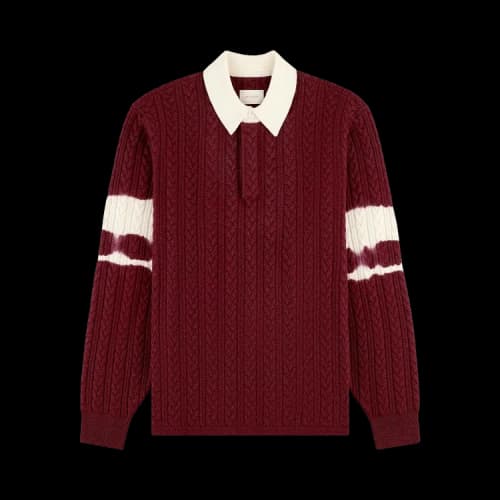Aimé Leon Dore Collegiate Cable Knit Rugby 'Chocolate Truffle'