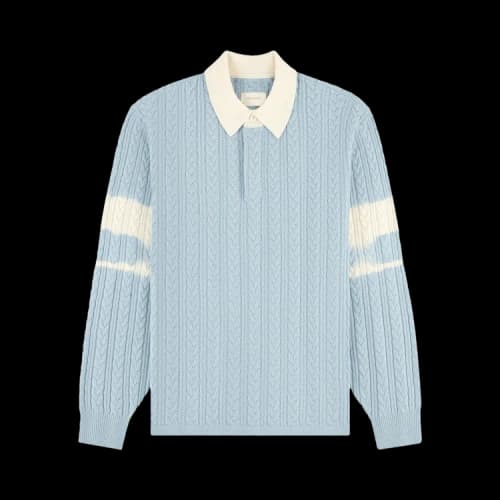 Aimé Leon Dore Collegiate Cable Knit Rugby 'Troposphere'