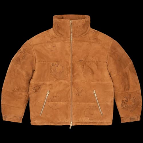 Denim Tears Embossed Leather Wreath Puffer 'Brown'