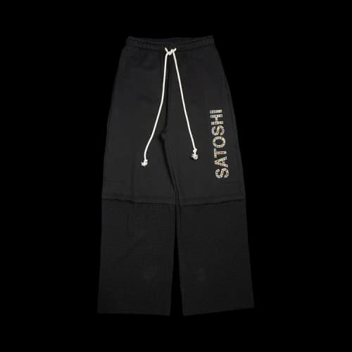 Satoshi Nakamoto Double Layer Studded Sweatpants 'Black'