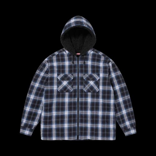 Supreme Lined Zip Up Hooded Flannel Shirt 'Black'