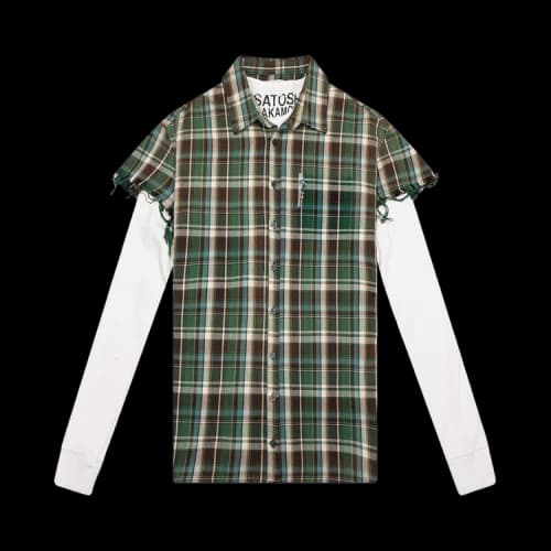 Satoshi Nakamoto Bender Cut Off Flannel 'Green Plaid'