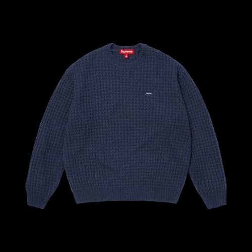 Supreme Small Box Waffle Sweater 'Navy'