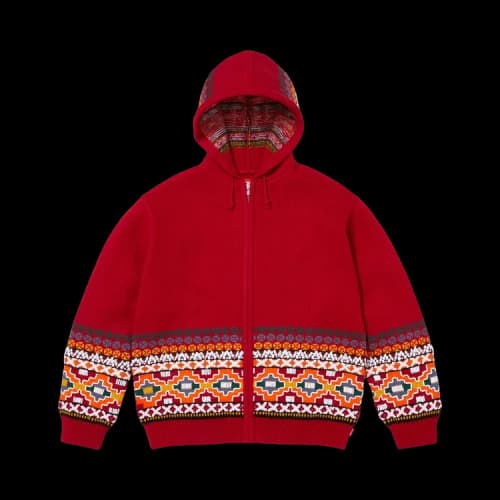 Supreme Beaded Zip Up Hooded Sweater 'Red'