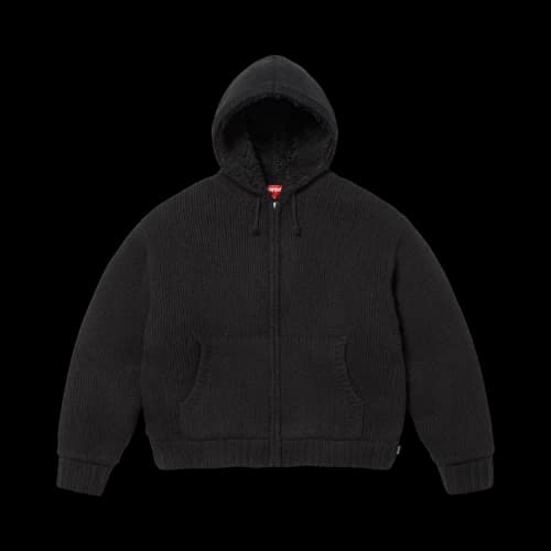 Supreme Faux Shearling Lined Zip Up Hooded Sweater 'Black'