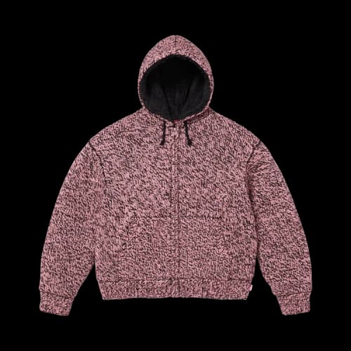 Supreme Faux Shearling Lined Zip Up Hooded Sweater 'Pink MéLange'