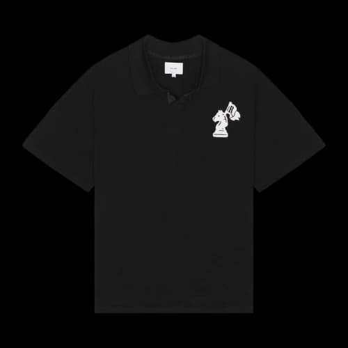 Rhude Pique Boxy Polo Shirt 'Black/White'