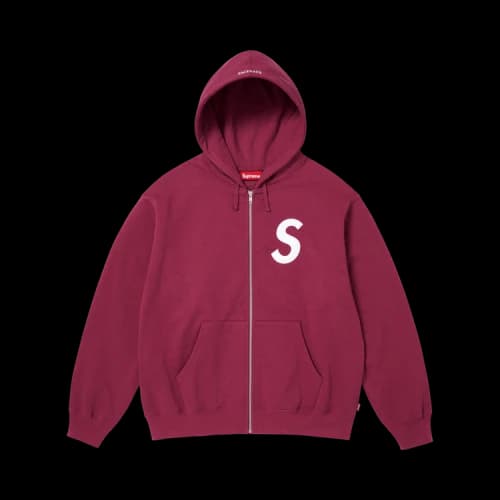 Supreme S Logo Zip Up Hooded Sweatshirt 'Raspberry'