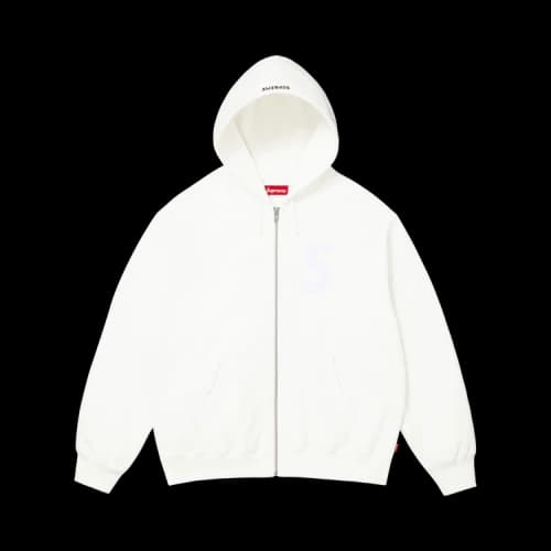 Supreme S Logo Zip Up Hooded Sweatshirt 'White'