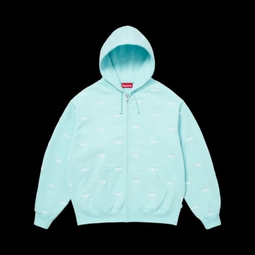 Supreme Repeat Script Zip Up Hooded Sweatshirt 'Aqua'