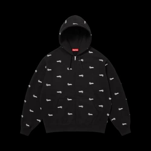 Supreme Repeat Script Zip Up Hooded Sweatshirt 'Black'