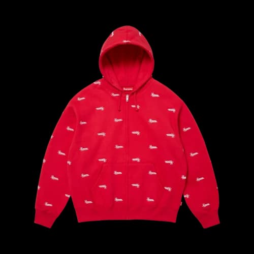 Supreme Repeat Script Zip Up Hooded Sweatshirt 'Red'