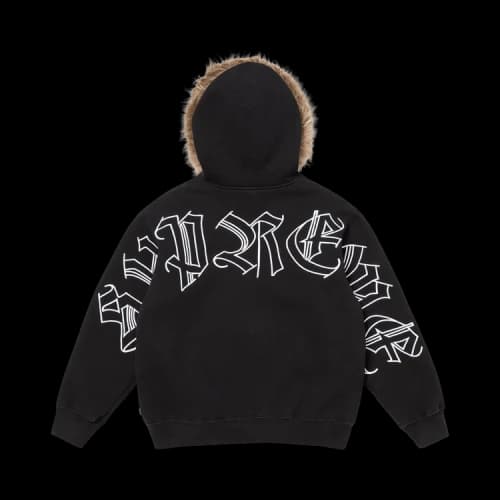 Supreme Faux Fur Zip Up Hooded Sweatshirt 'Black'