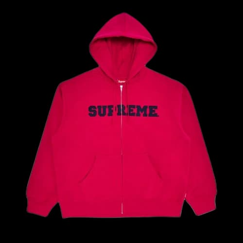 Supreme Collegiate Appliqué Zip Up Hooded Sweatshirt 'Fuchsia'