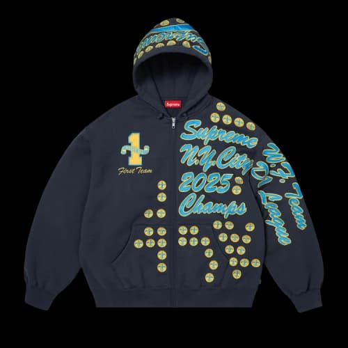Supreme League Champs Zip Up Hooded Sweatshirt 'Navy'