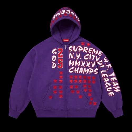 Supreme League Champs Zip Up Hooded Sweatshirt 'Purple'