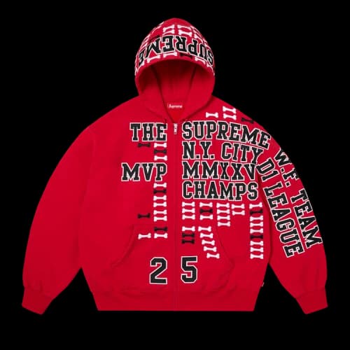 Supreme League Champs Zip Up Hooded Sweatshirt 'Red'