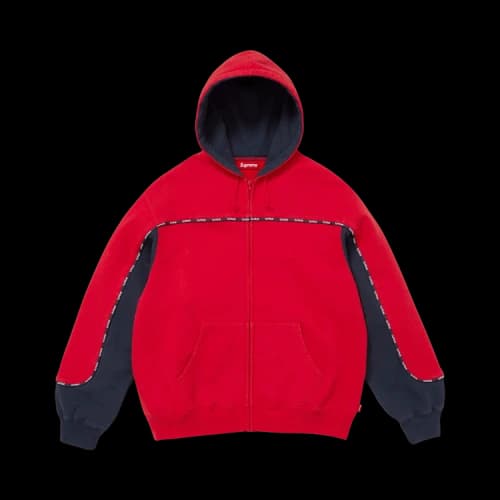 Supreme Piping Zip Up Hooded Sweatshirt 'Red'