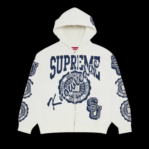 Supreme Knowledge Reigns Zip Up Hooded Sweatshirt 'White'