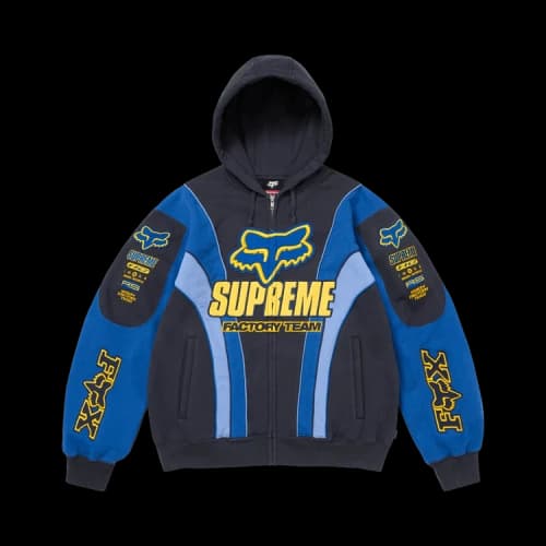 Supreme x Fox Racing Zip Up Hooded Sweatshirt 'Navy'