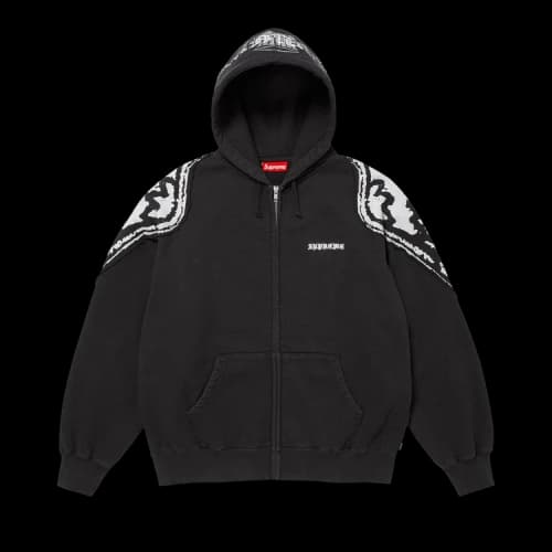 Supreme Wings Zip Up Hooded Sweatshirt 'Black'