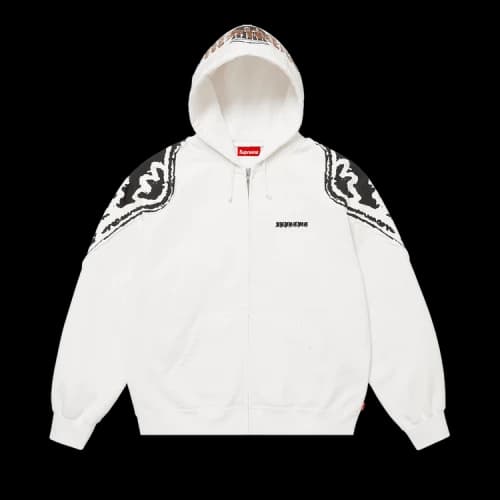 Supreme Wings Zip Up Hooded Sweatshirt 'White'