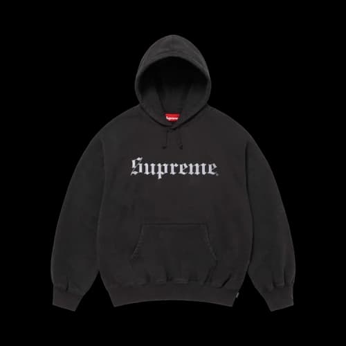Supreme Washed Old English Hooded Sweatshirt 'Black'