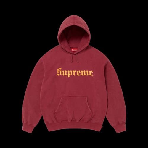 Supreme Washed Old English Hooded Sweatshirt 'Cardinal'
