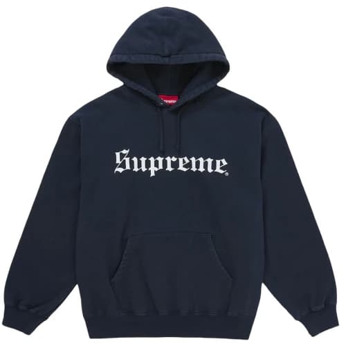 Supreme Washed Old English Hooded Sweatshirt 'Navy'