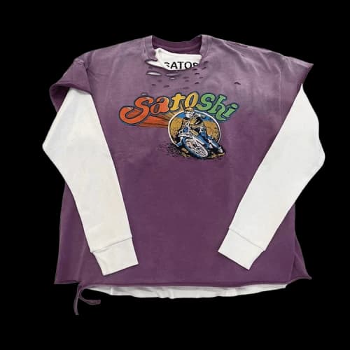Satoshi Nakamoto 1977 Dirtbike Thermal T-Shirt 'Washed Purple'