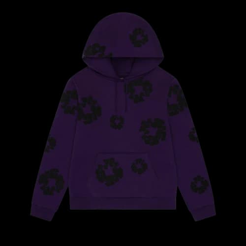 Denim Tears Black Cotton Wreath Hoodie 'Purple'